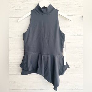 Susana Monaco Mock Neck Asymmetrical Peplum Blouse